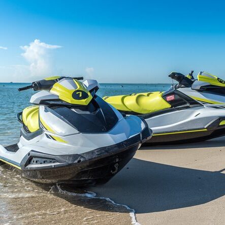 Jet ski rental service on the shore